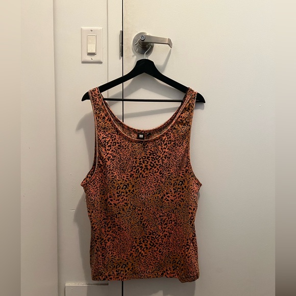 Vintage bright orange loose fit cheetah print tank top - Picture 1 of 6